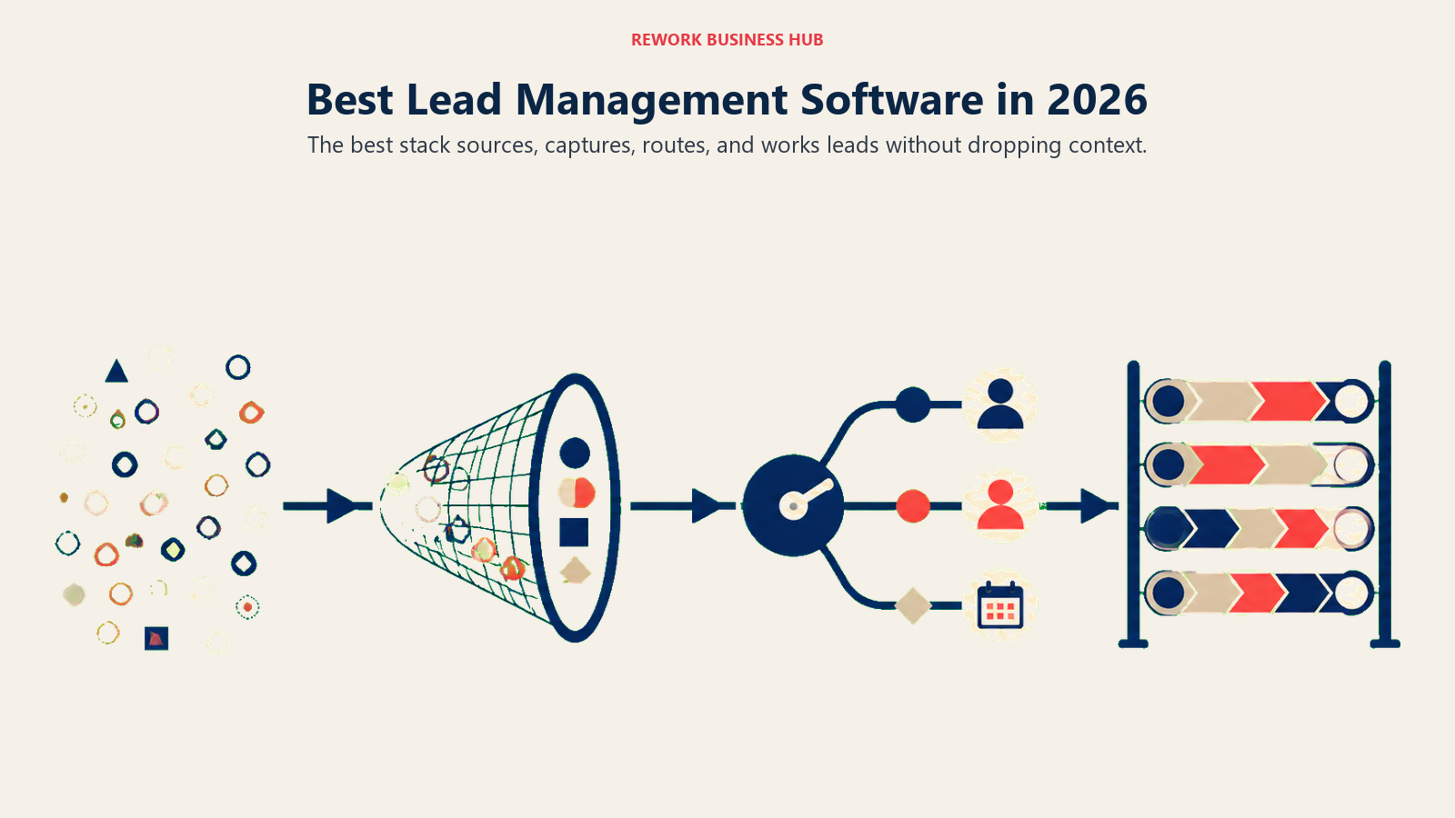Four-stage flow sourcing, capturing, routing, and managing sales leads