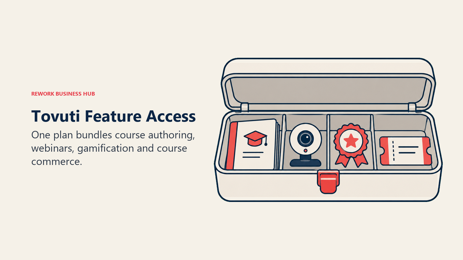 Tovuti authoring, webinars, gamification and course commerce bundled in one toolkit