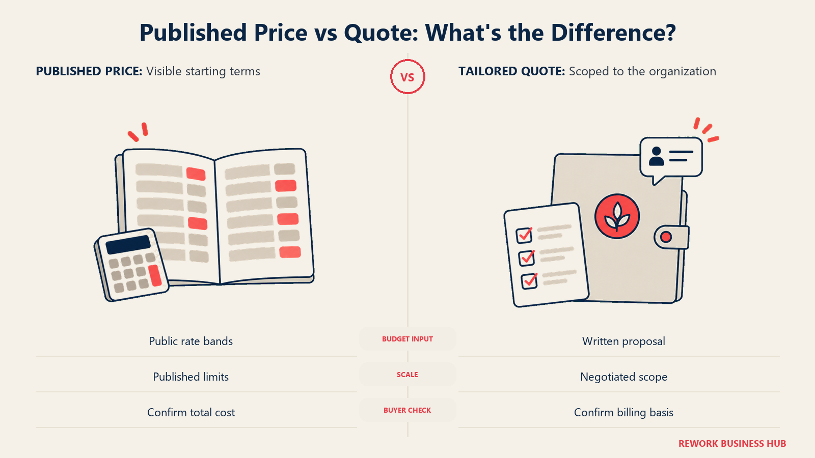 Published LMS pricing and tailored quotes compared by budget inputs, scope and buyer checks