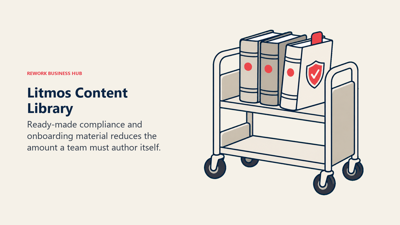 Litmos ready-made compliance and onboarding books available from a content library cart