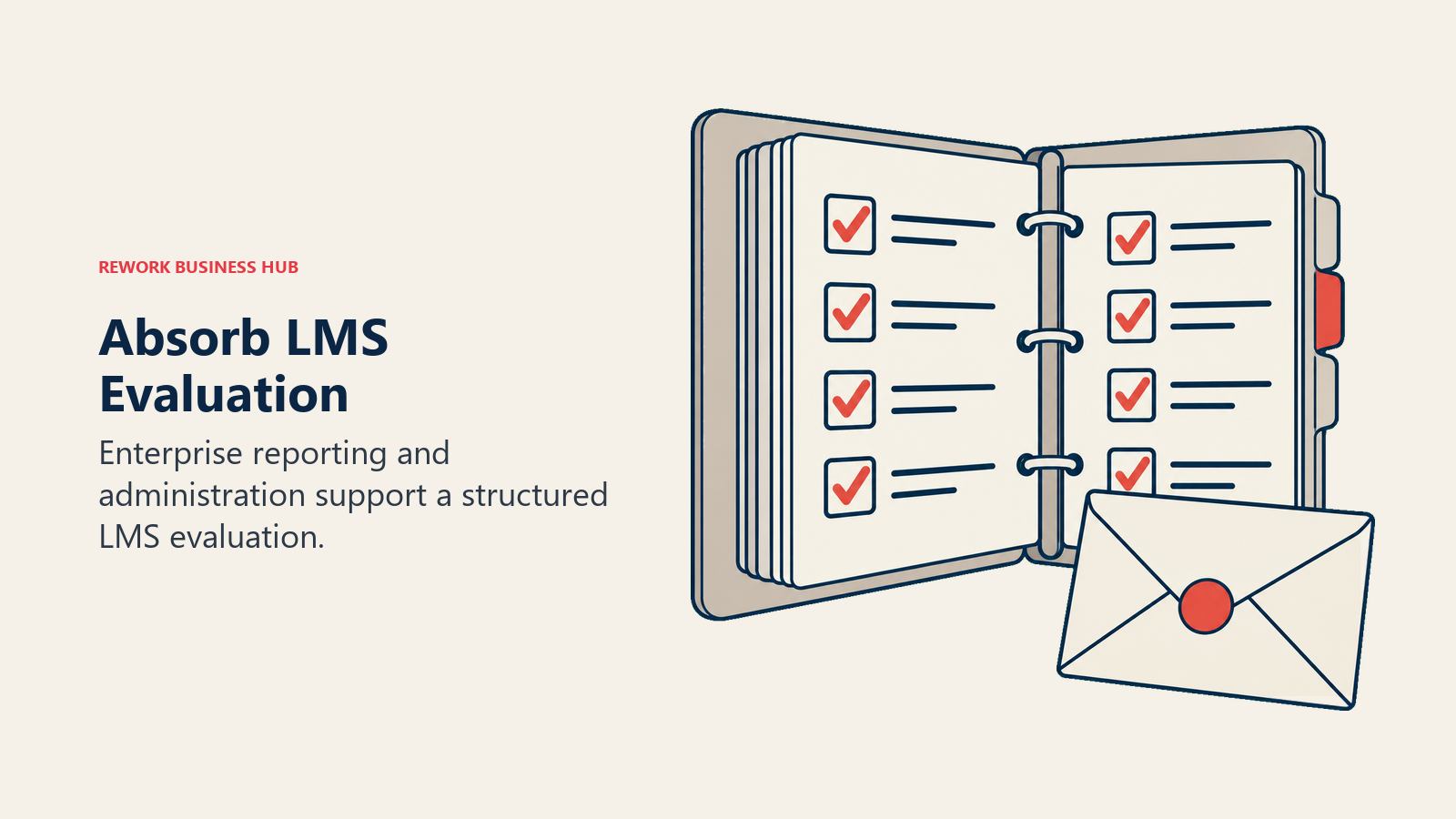 Absorb LMS reporting binder and sealed proposal representing enterprise evaluation
