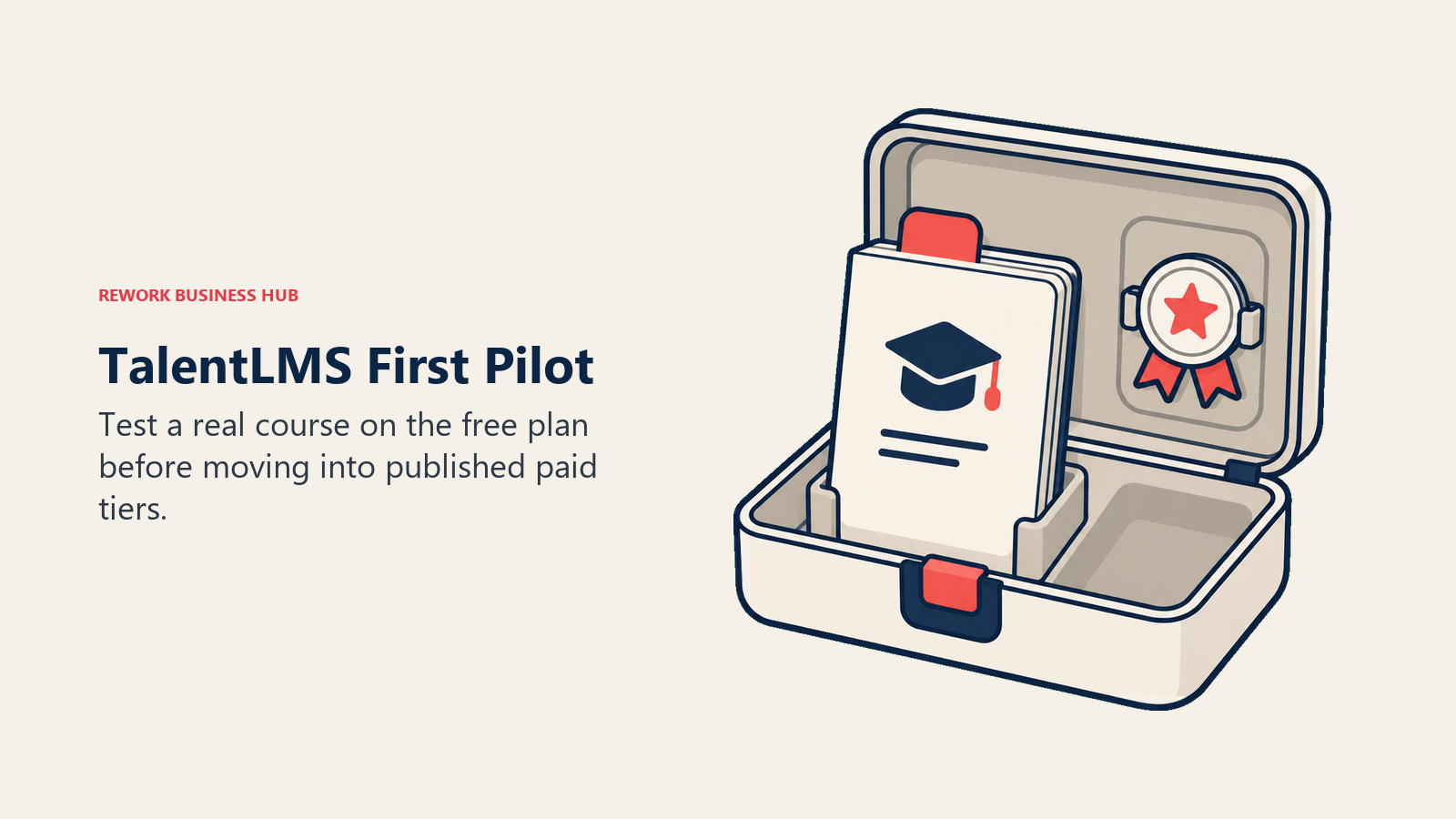 TalentLMS small course pilot represented by one training book and a completion badge