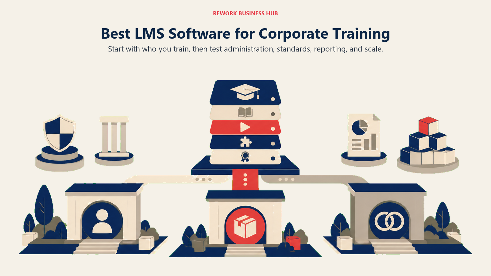 Modular learning platform routing courses to employee, customer, and partner training paths