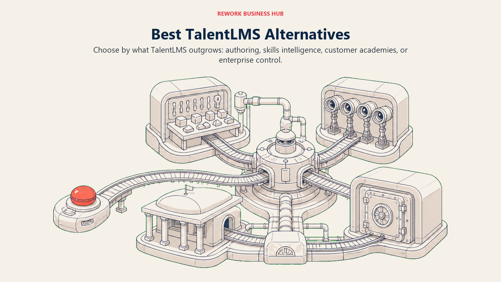 Learning platform switchyard branching toward authoring, skills intelligence, customer academies, and enterprise control