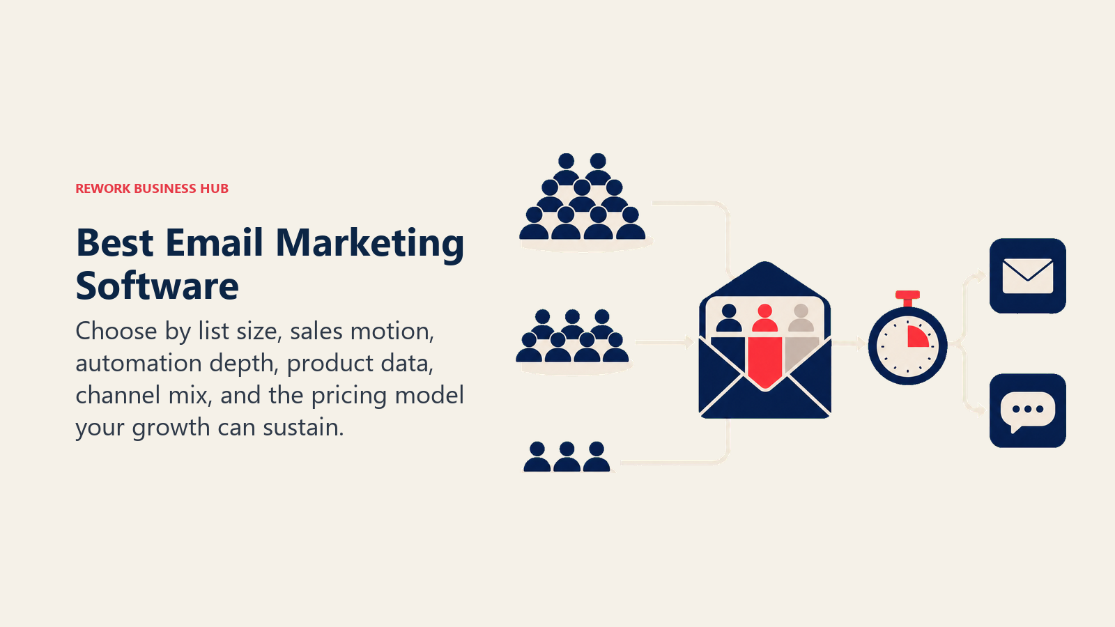 Best email marketing software shown as an audience segment sorter connected to automation timing and channel outputs