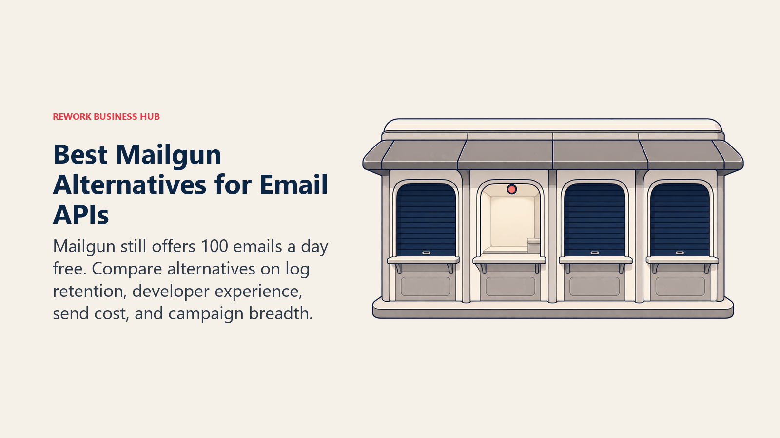 Best Mailgun alternatives shown as one permanent free-tier window still open among closed shutters