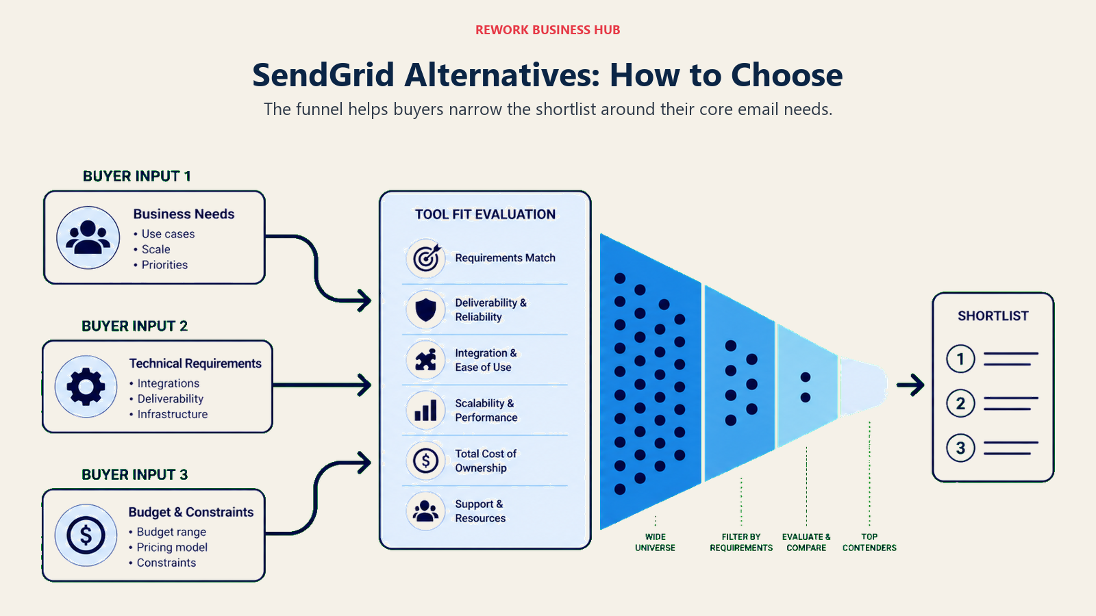 SendGrid alternatives decision framework with buyer inputs and a shortlist