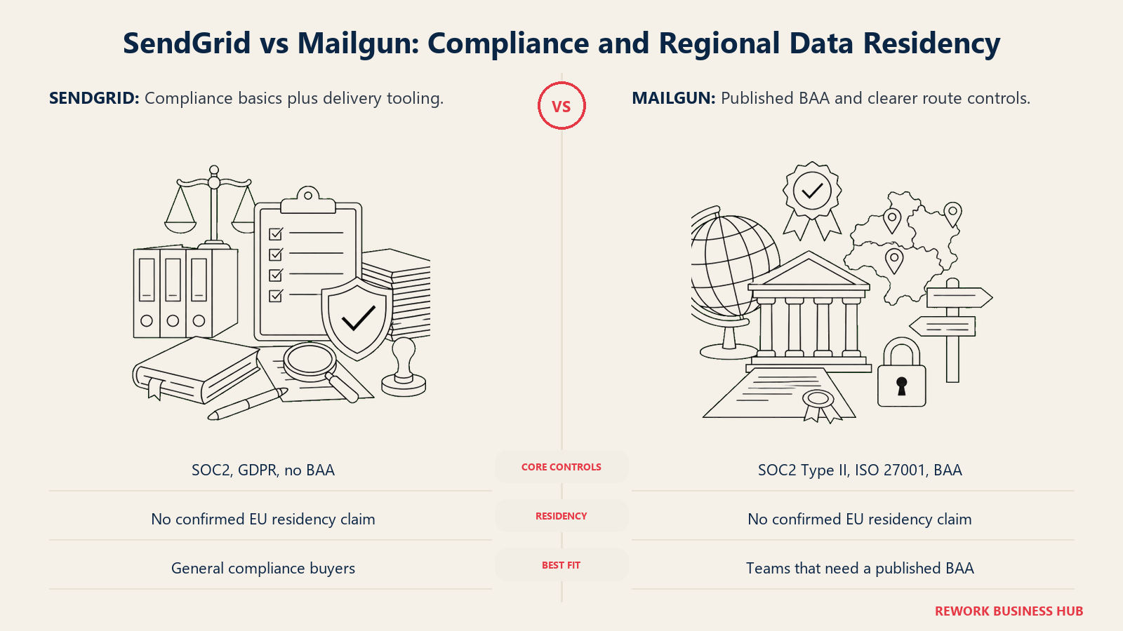 Compliance and regional data residency comparison between SendGrid and Mailgun