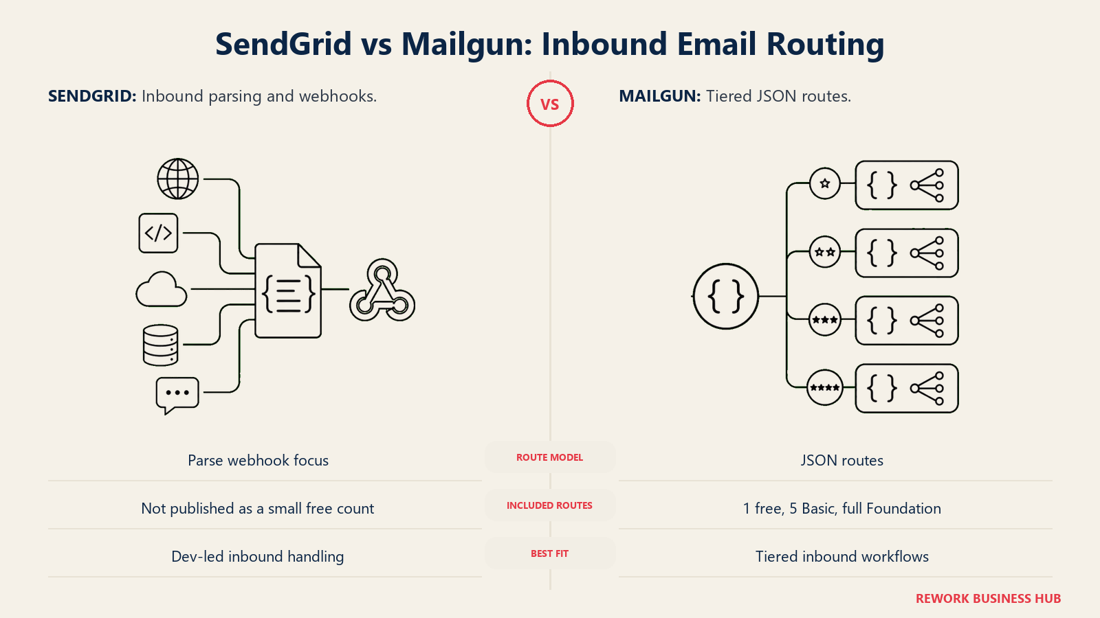 Inbound email routing comparison between SendGrid and Mailgun