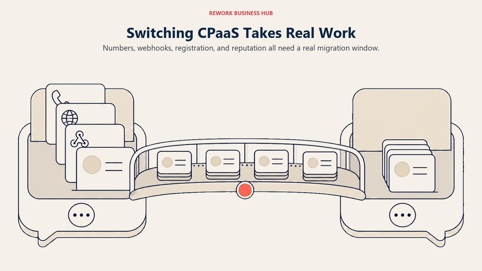 Switching CPaaS Takes Real Work shown as one transfer bridge between two operating docks