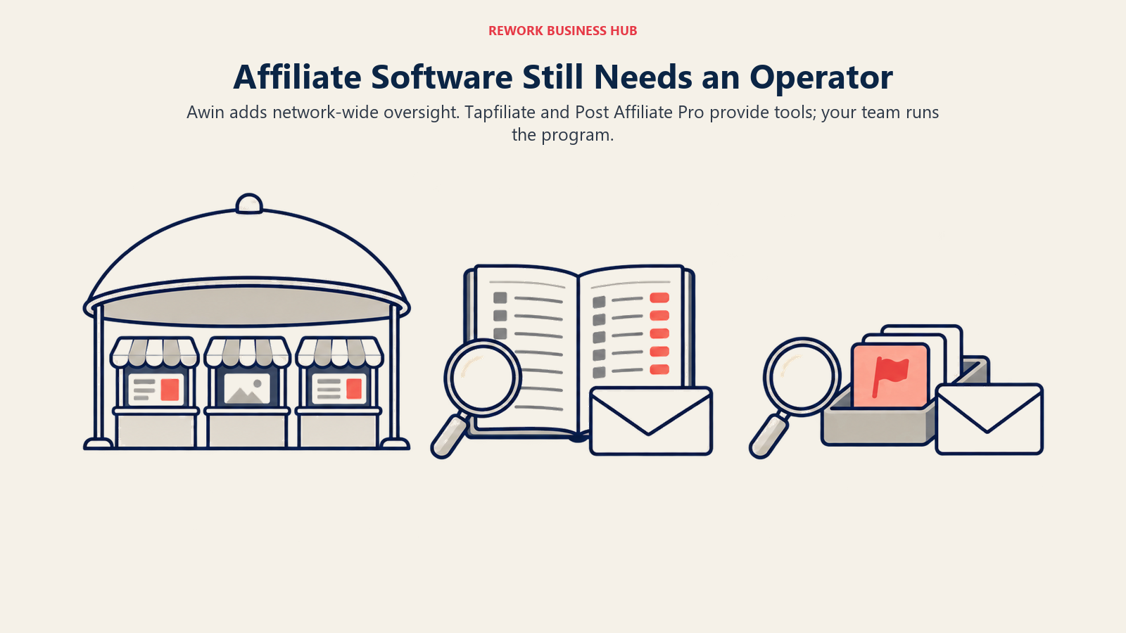 Awin network-wide oversight compared with advertiser-operated Tapfiliate review and Post Affiliate Pro enforcement tools