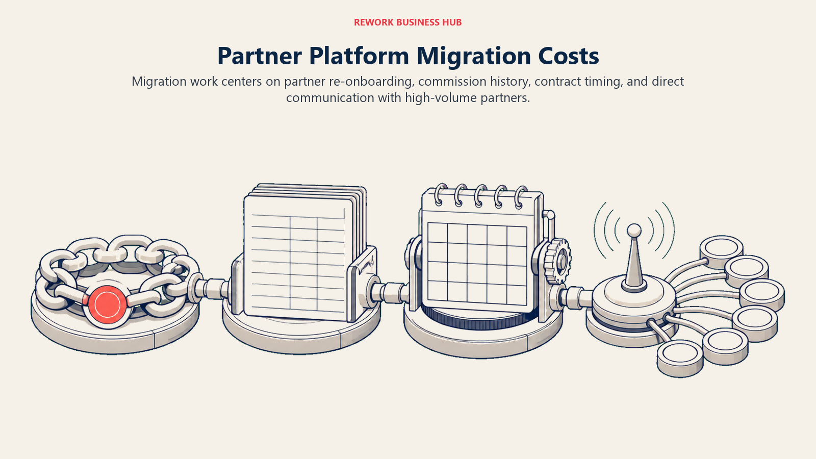 Partner platform migration relay for link changes, payout history, contract timing, and partner communication