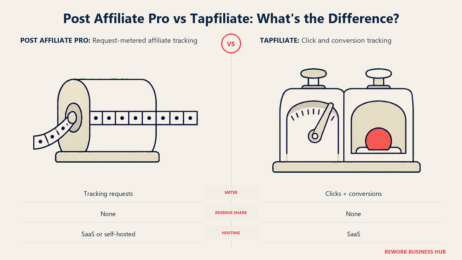 Post Affiliate Pro vs Tapfiliate illustrated by paired counters