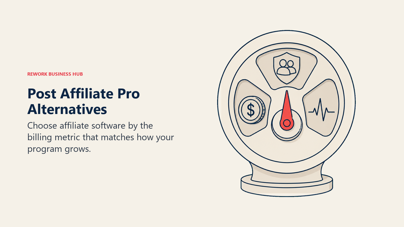 Post Affiliate Pro Alternatives illustrated by selector dial