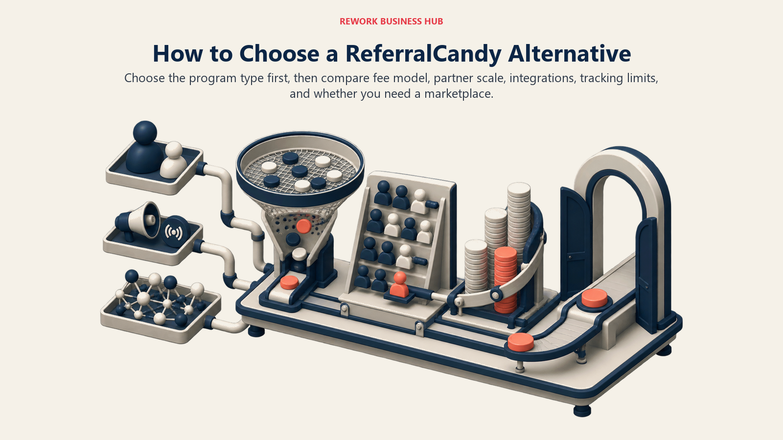 ReferralCandy alternative decision framework sorting program type, fee model, scale, integrations and marketplace needs