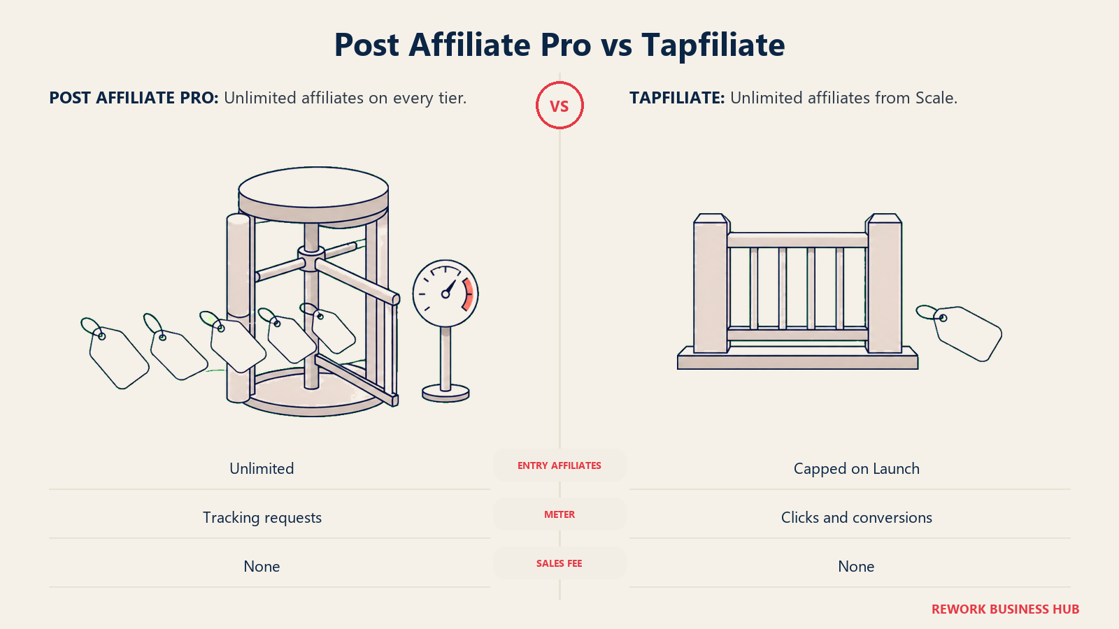 Open affiliate gate and limited entry gate comparing Post Affiliate Pro with Tapfiliate