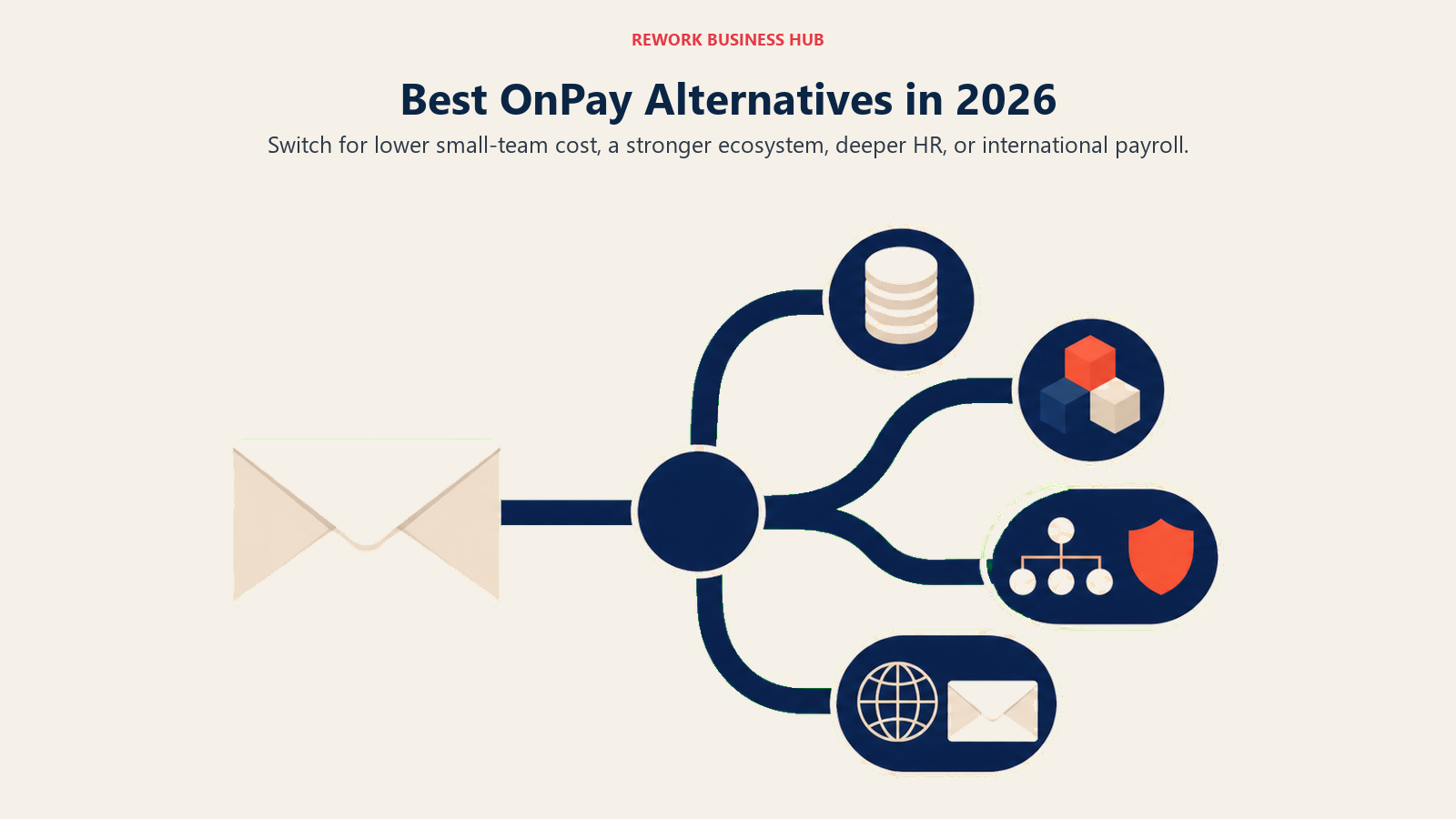 Payroll rail branching toward small-team cost, ecosystem, HR, and international hiring paths