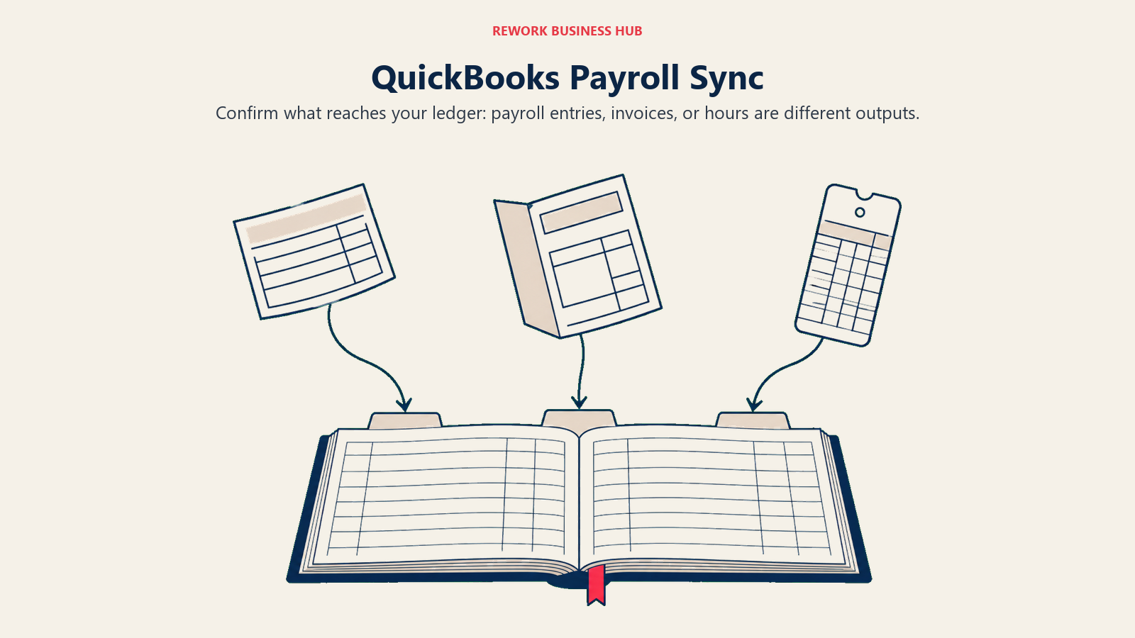 QuickBooks Payroll Sync illustrated with converging paths.