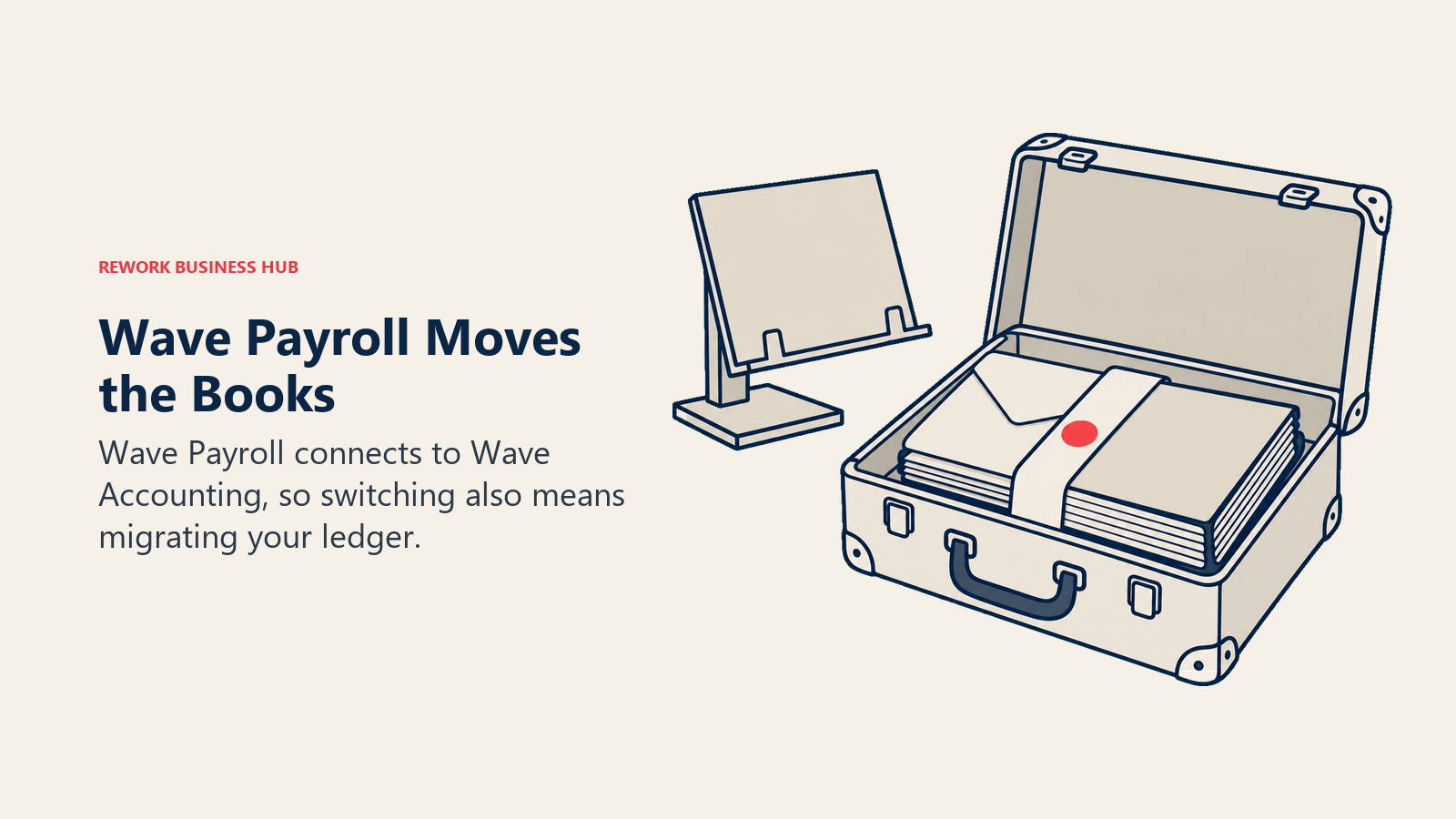 Wave Payroll Moves the Books illustrated with paired objects in moving case.