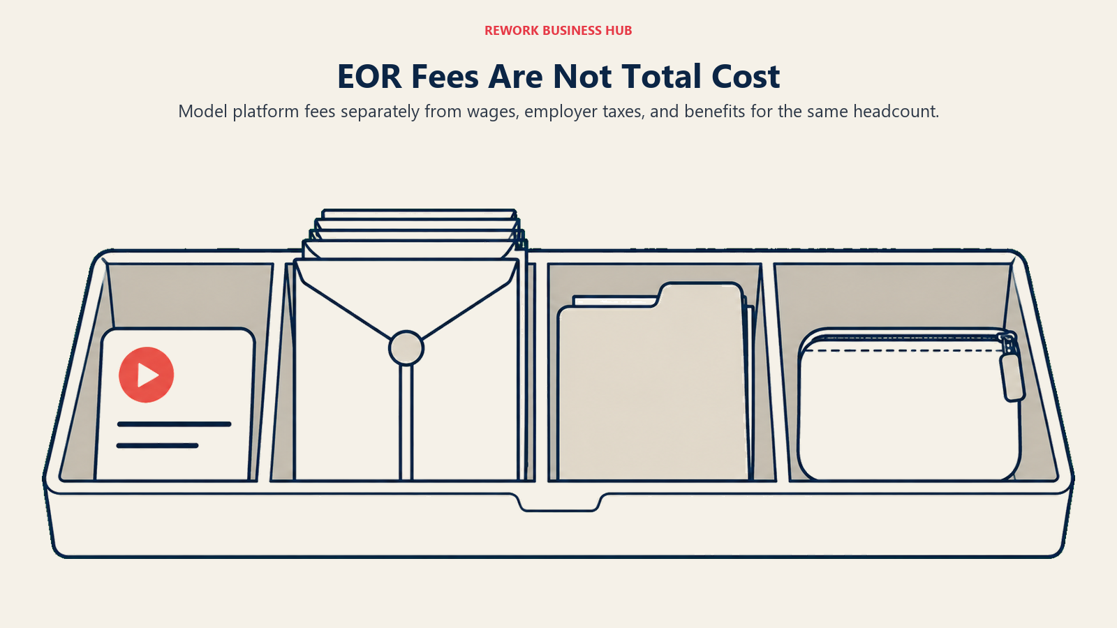 EOR Fees Are Not Total Cost illustrated with four cost compartments.