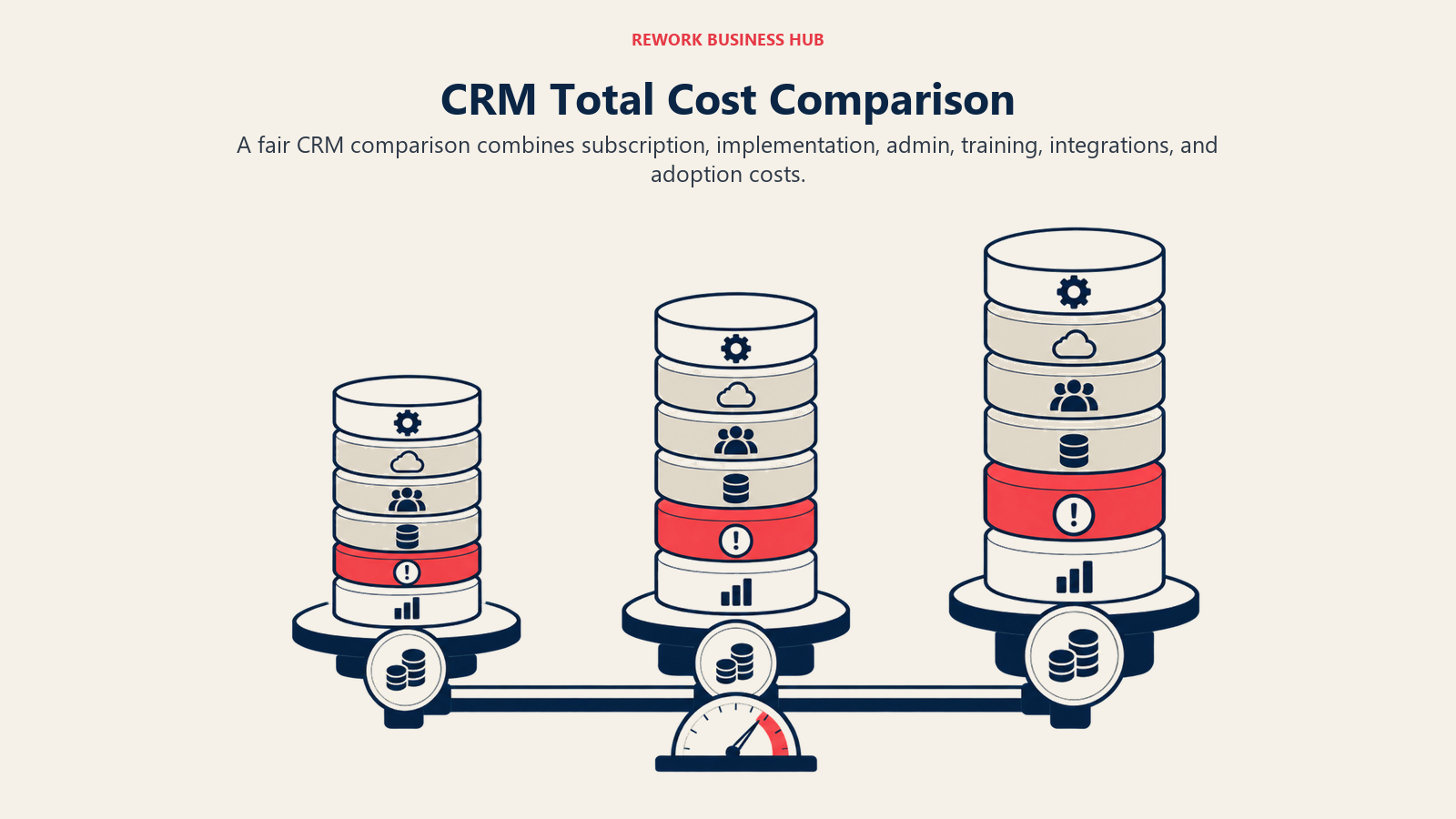 CRM Total Cost Comparison: three-lane TCO balance