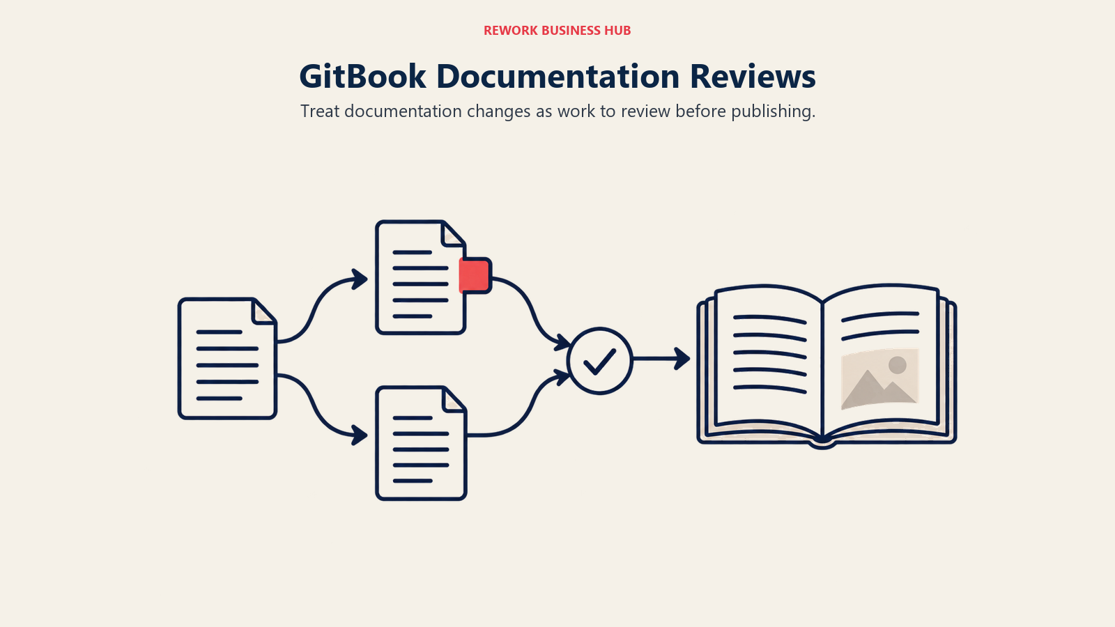 GitBook Documentation Reviews, illustrated by branch and merge