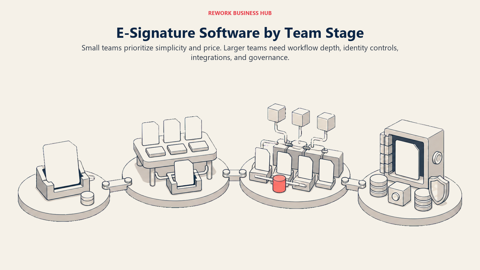 E-signature operating environments progressing from lean startup signing to regulated enterprise governance