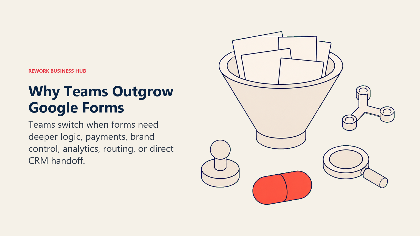 Basic form intake vessel overflowing when payments, approvals, analytics, branding, and CRM routing are added