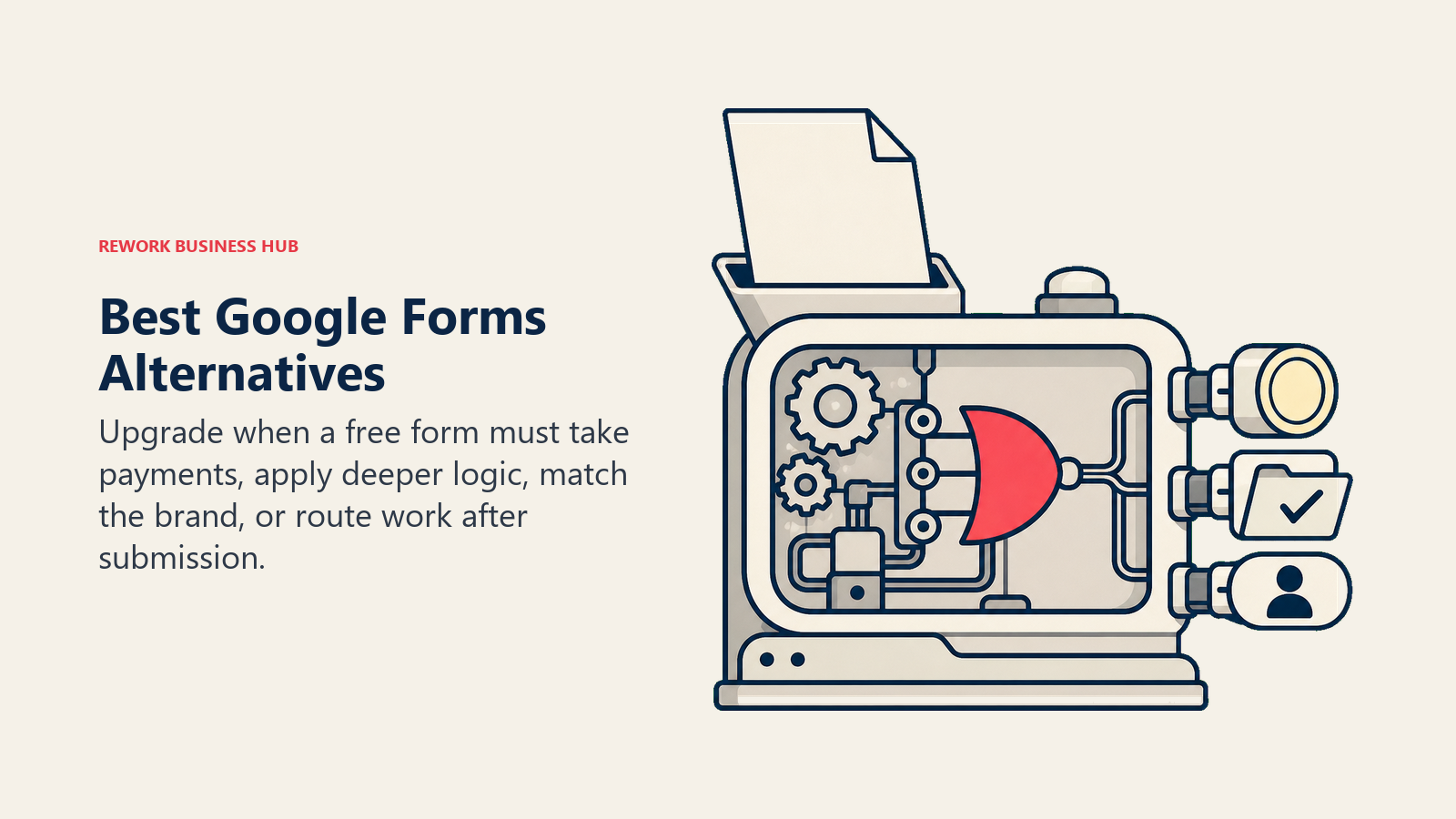 Best Google Forms alternatives shown as a relay that turns submissions into payments, approvals, and assigned work