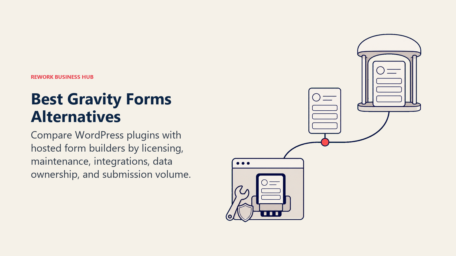 Best Gravity Forms alternatives shown as one form choosing between a WordPress plugin socket and a hosted form portal