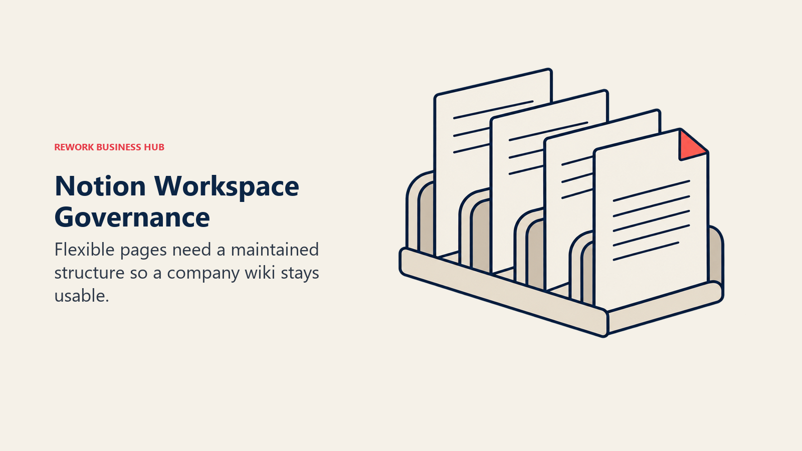Notion wiki pages held in an organizing frame to illustrate maintained workspace structure