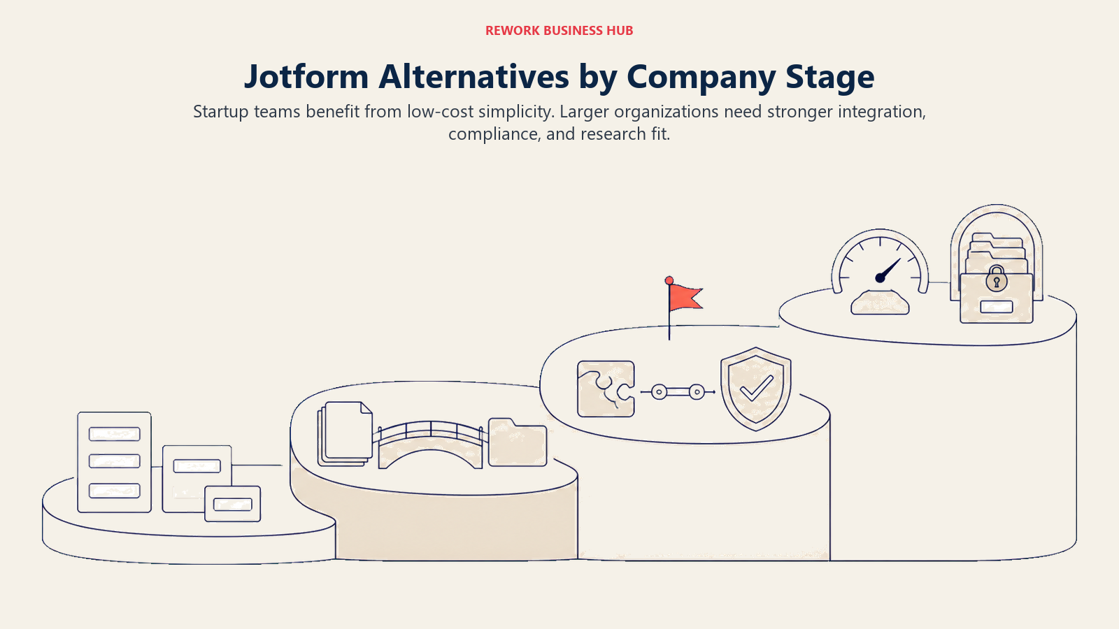 Jotform alternatives mapped across startup, growth, mid-market, and enterprise stages