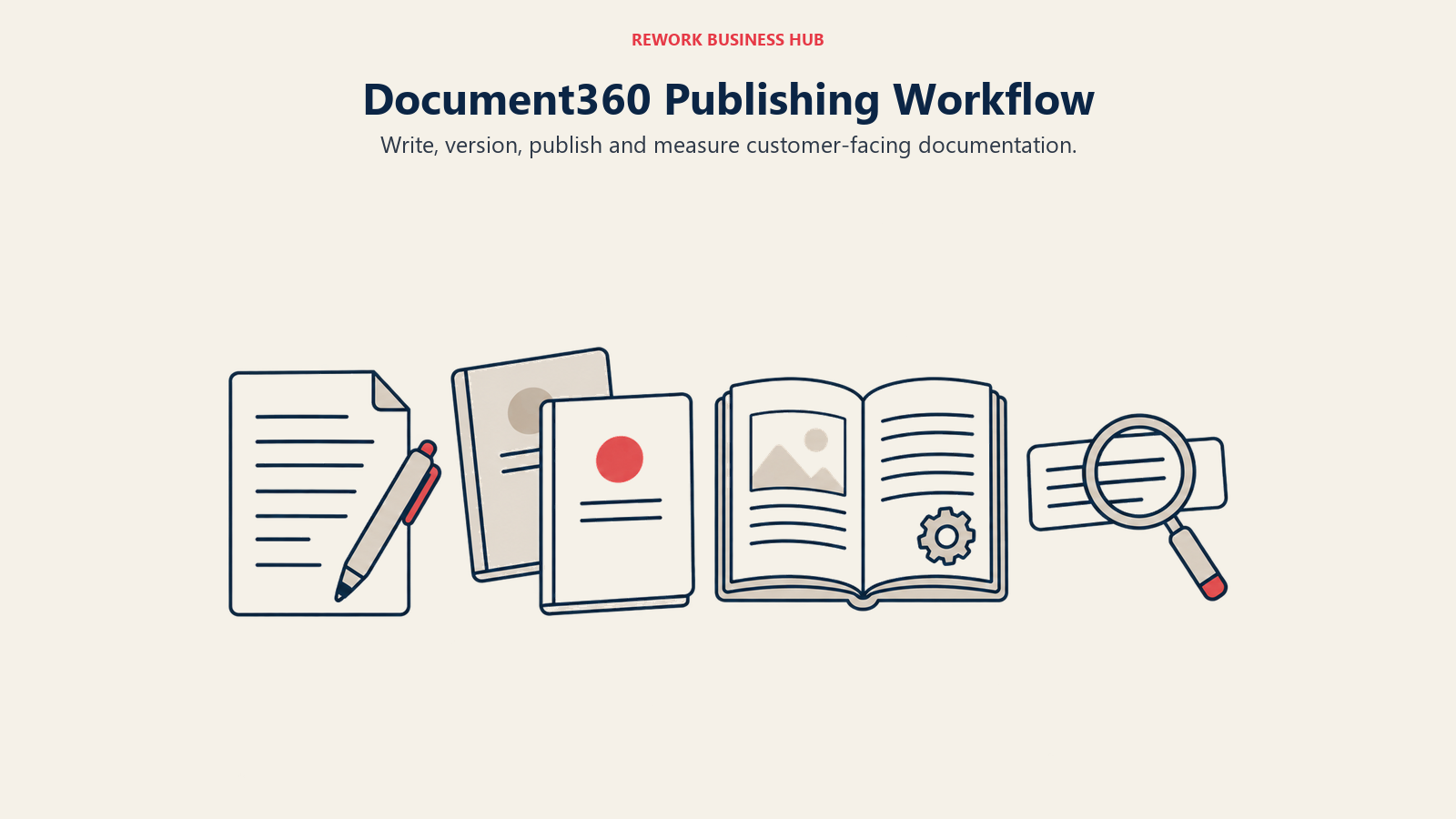 Document360 Publishing Workflow, illustrated by publishing sequence