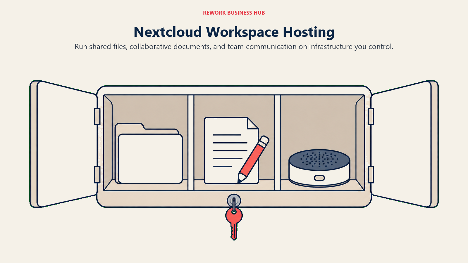 Nextcloud Workspace Hosting: Run shared files, collaborative documents, and team communication on infrastructure you control.