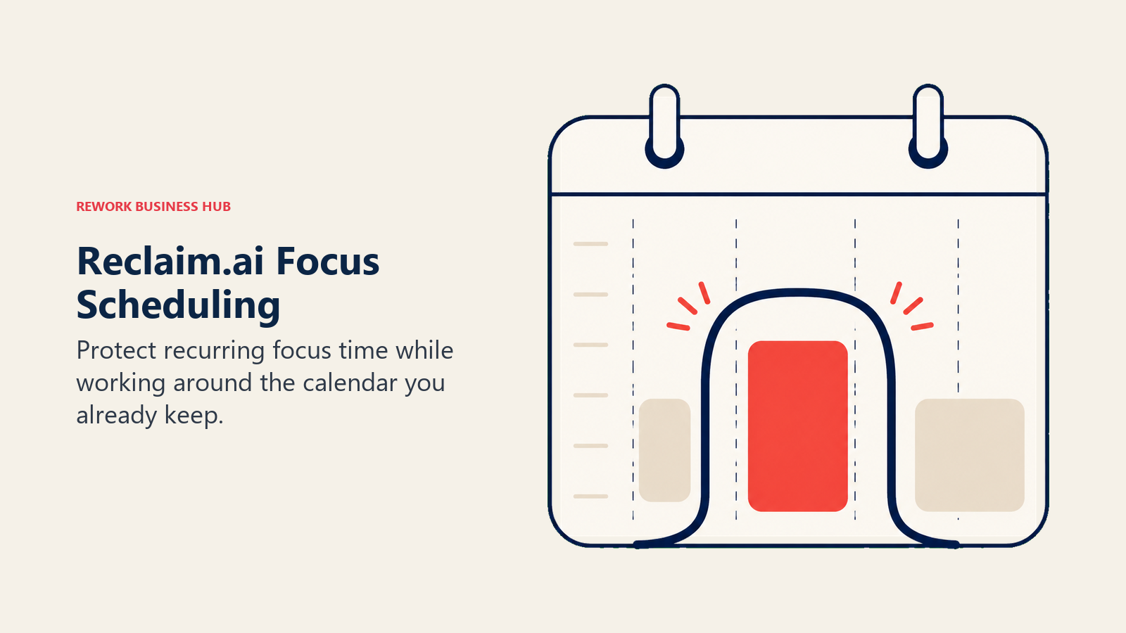 Reclaim.ai Focus Scheduling illustrated with flexible arc protecting one focus block inside a calendar