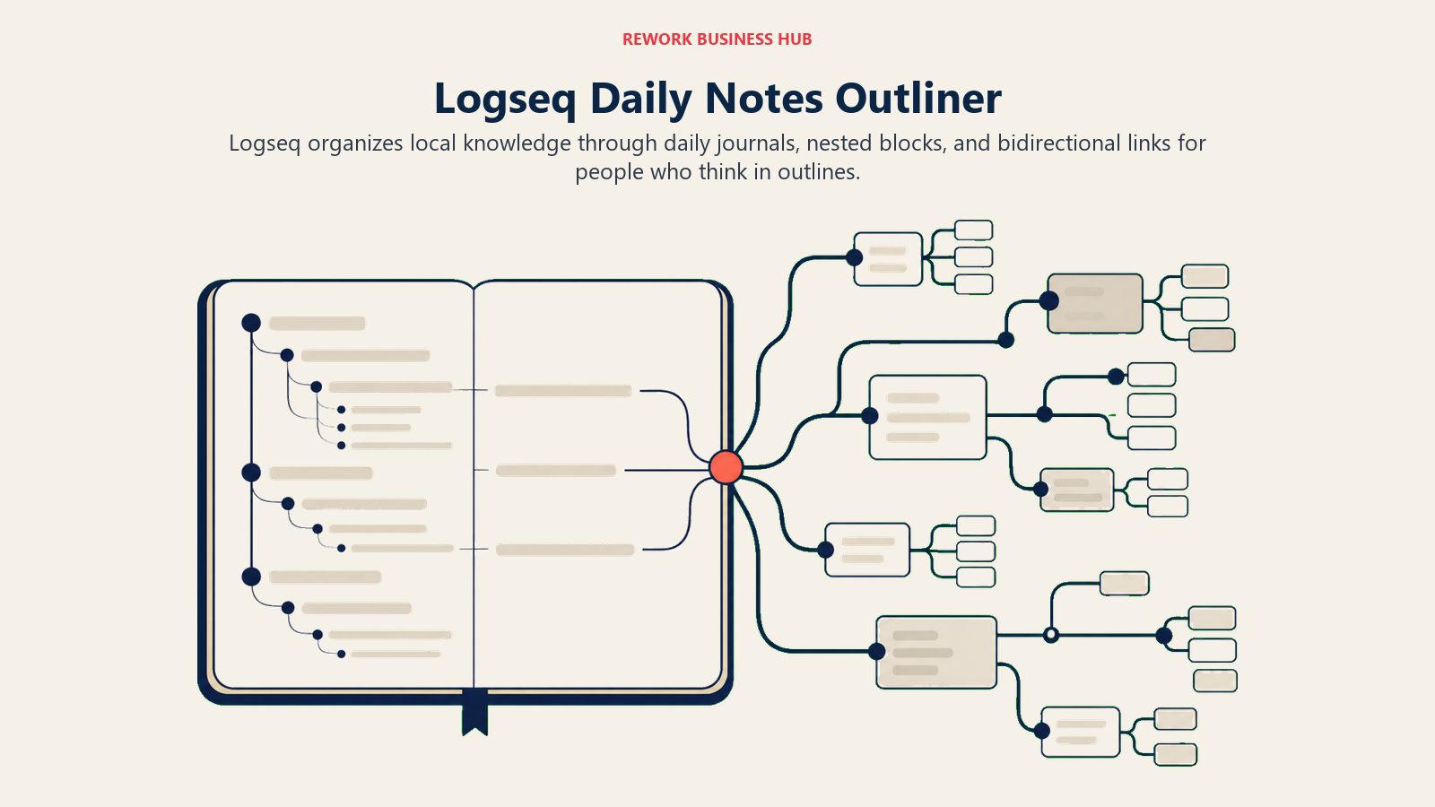 Logseq Daily Notes Outliner illustrated with daily outline growing into knowledge branches