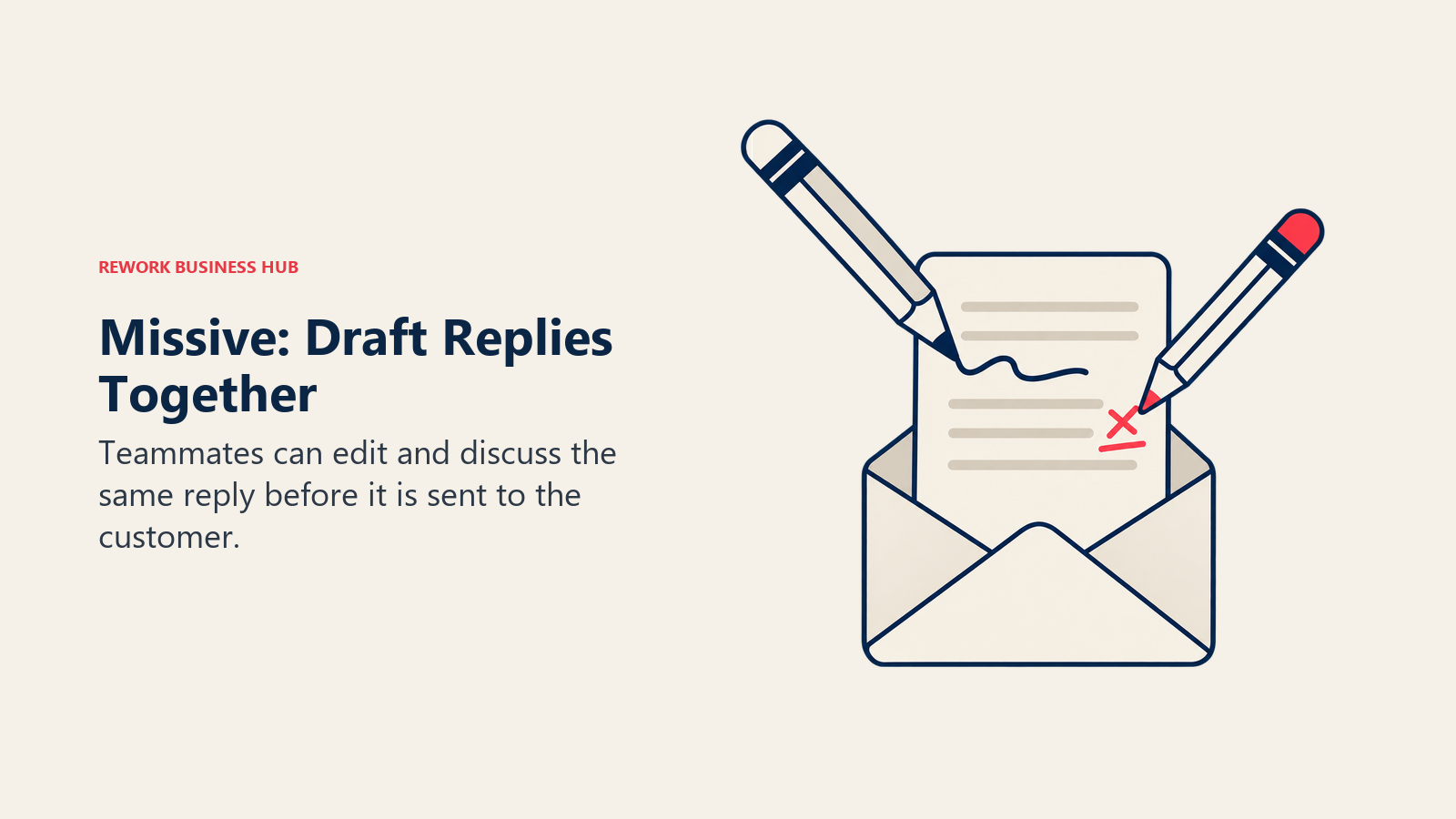Missive: Draft Replies Together represented by two pencils and one unsent reply