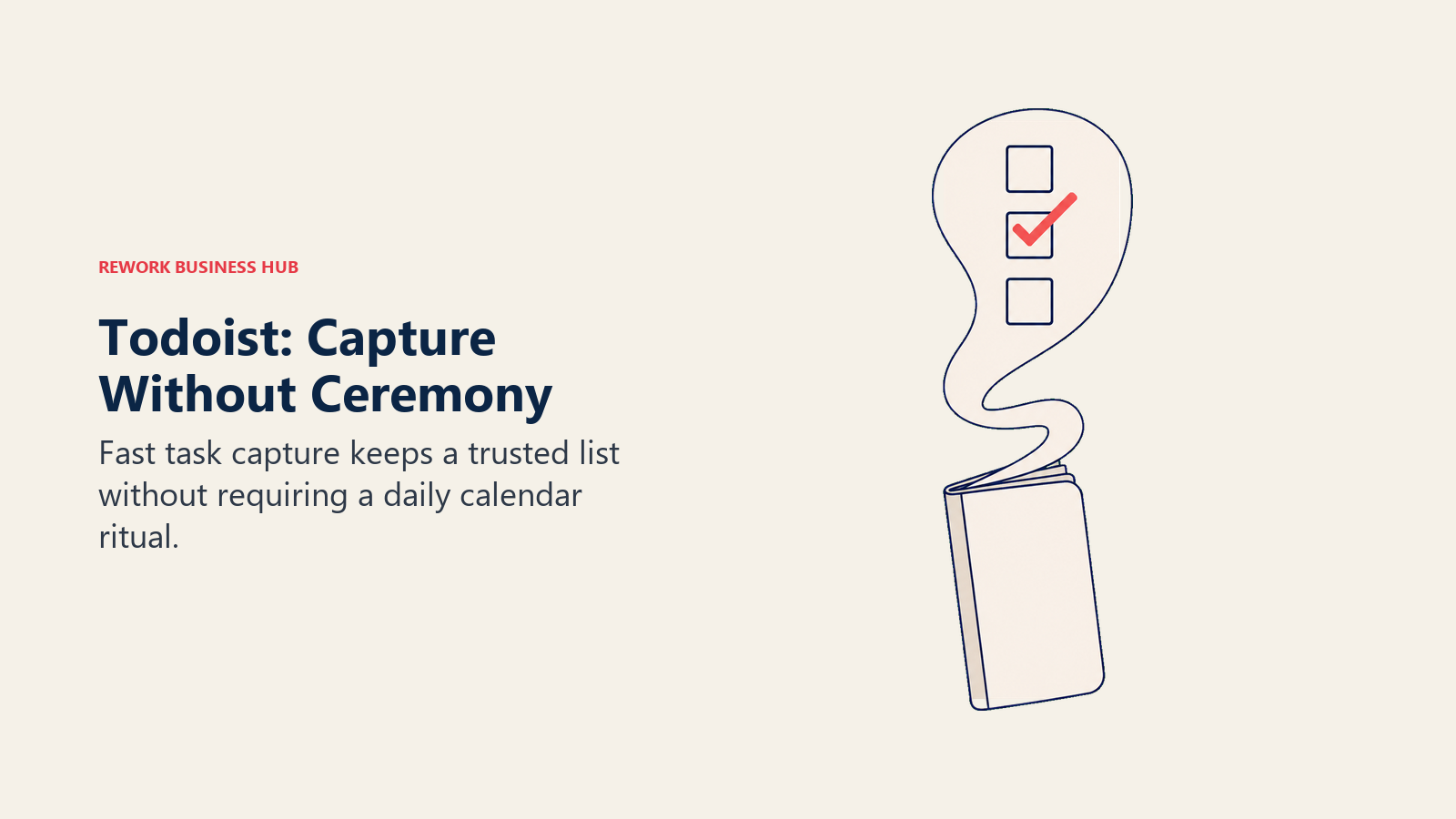 Todoist quick task capture represented by a checklist rising from a pocket notebook