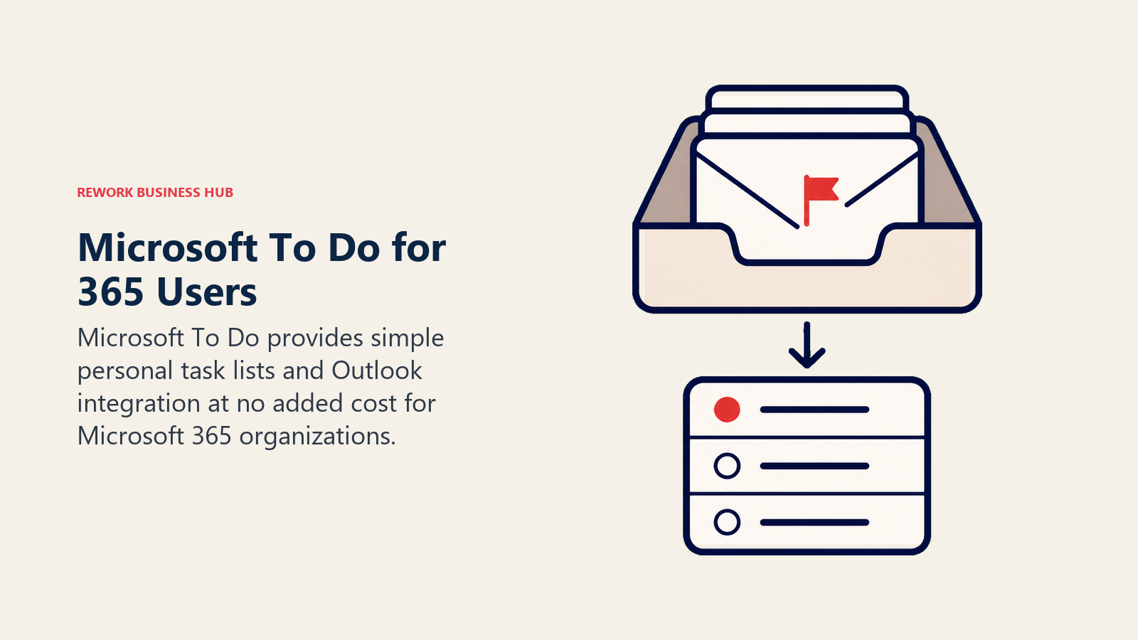 Microsoft To Do for 365 Users illustrated with simple task list docked to mail tray