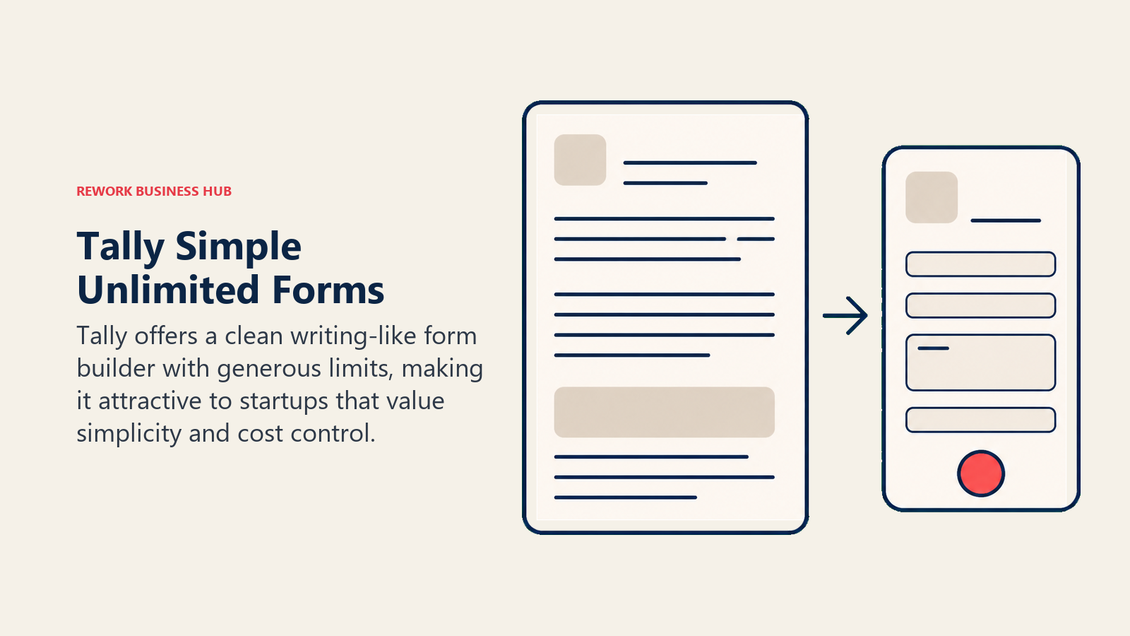 Tally Simple Unlimited Forms illustrated with open writing page becoming form