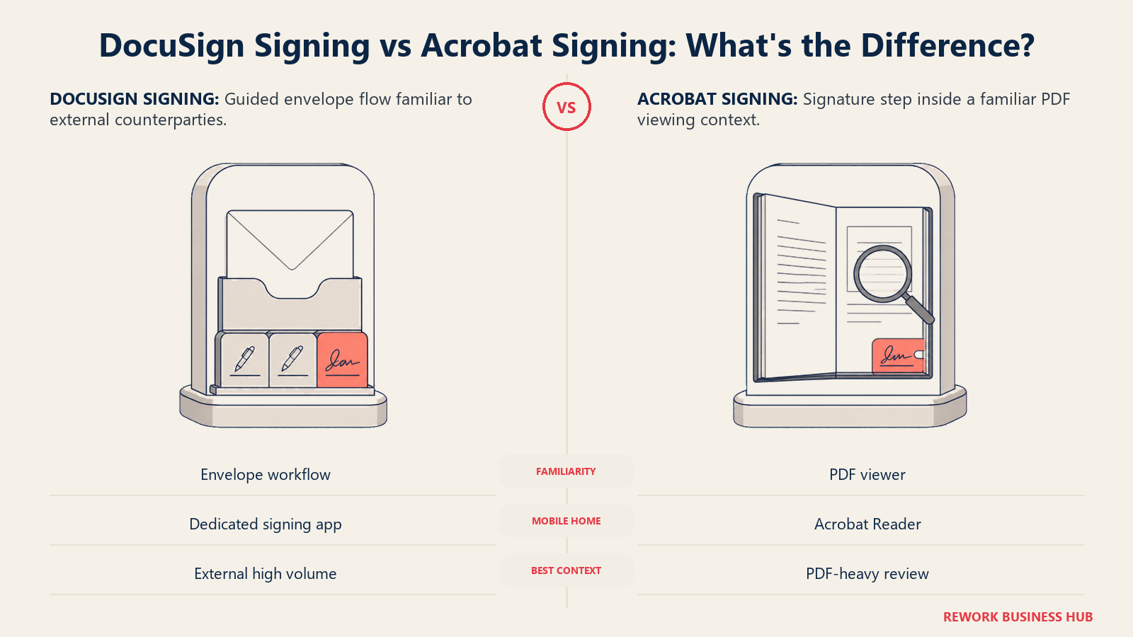 DocuSign guided envelope signing portal compared with Acrobat PDF viewer signing portal on mobile