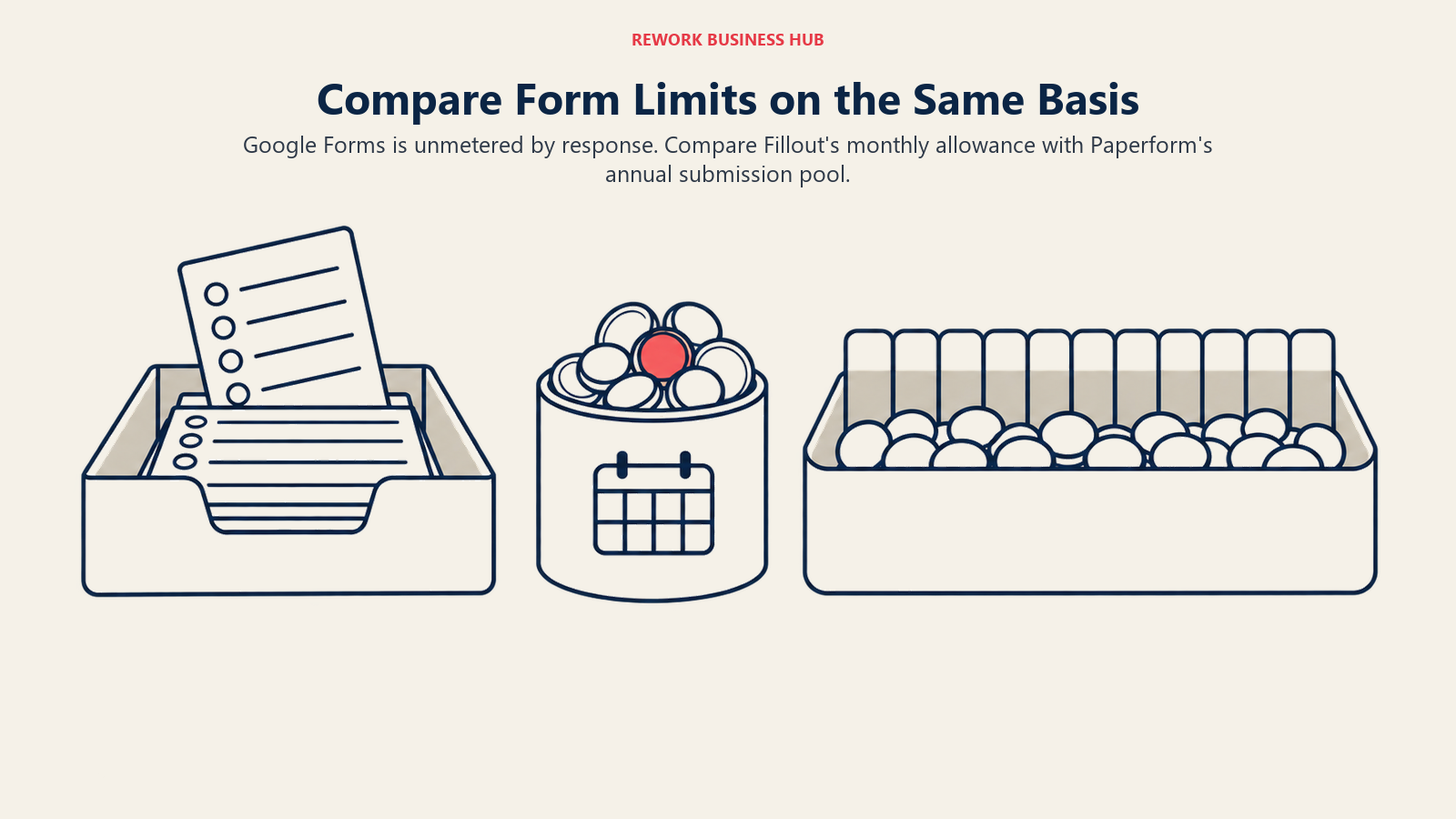 Open response collection, a monthly allowance, and an annual pool illustrate different form metering bases