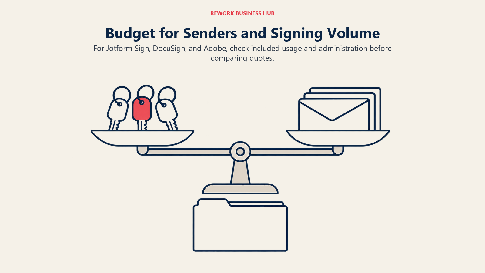Sender keys balanced with document envelopes illustrate planning for signing volume and quotes
