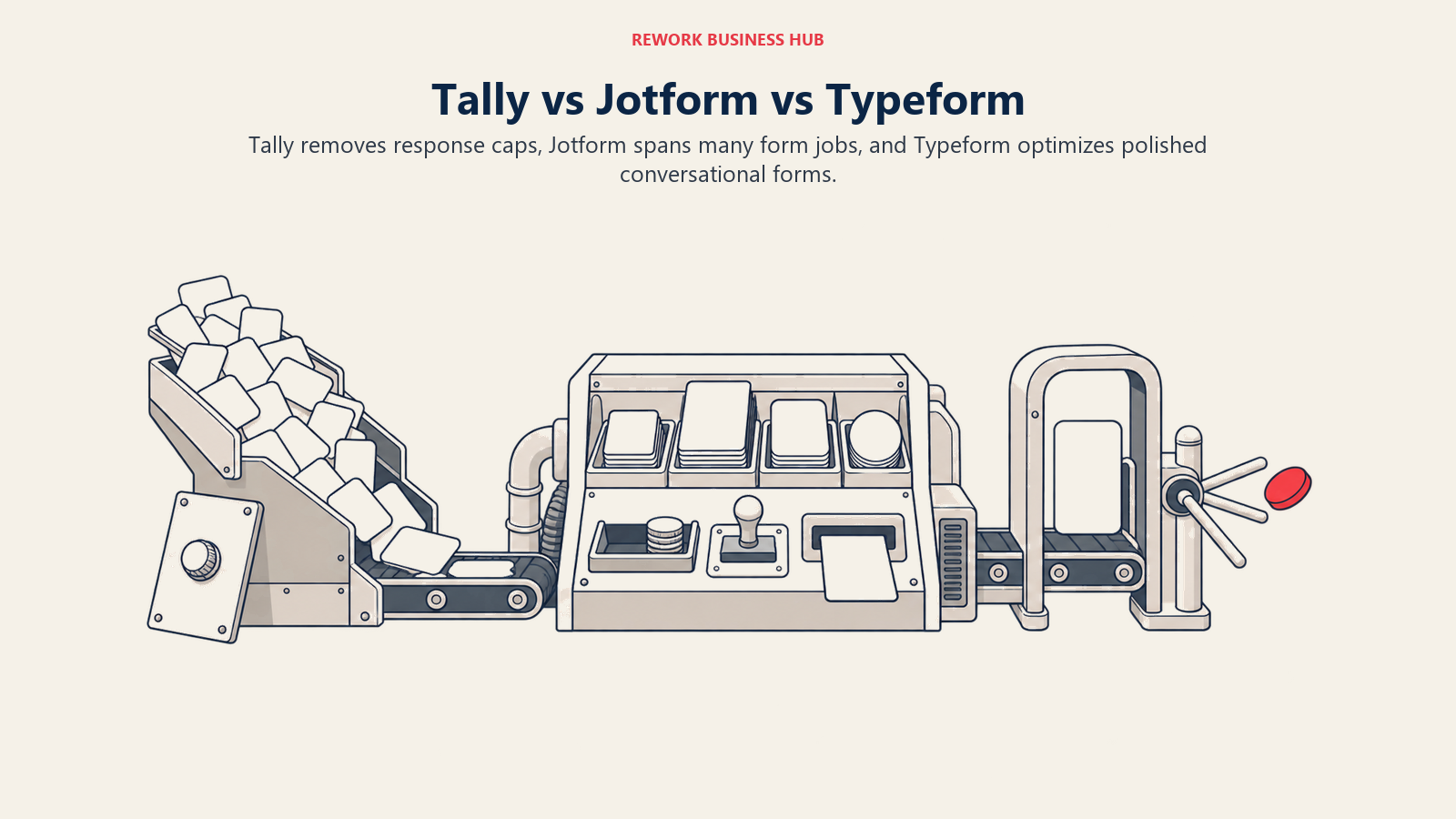 Three form-intake machines for unlimited responses, broad operational forms, and polished conversational completion