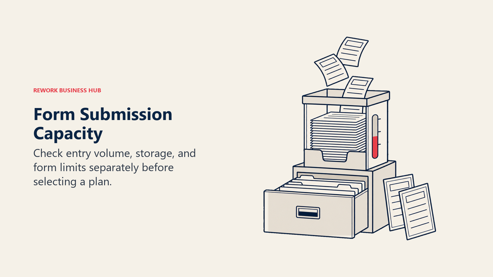 Submission tray, storage drawer and form sheets showing separate capacity checks