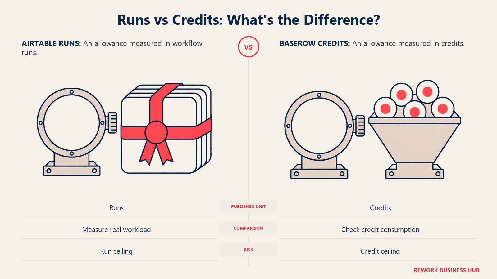 Bundled automation runs compared with individual usage credits and separate allowance meters