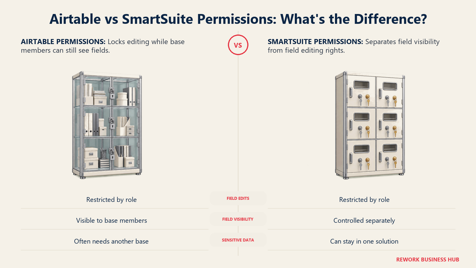Airtable edit permissions compared with SmartSuite field visibility and editing controls