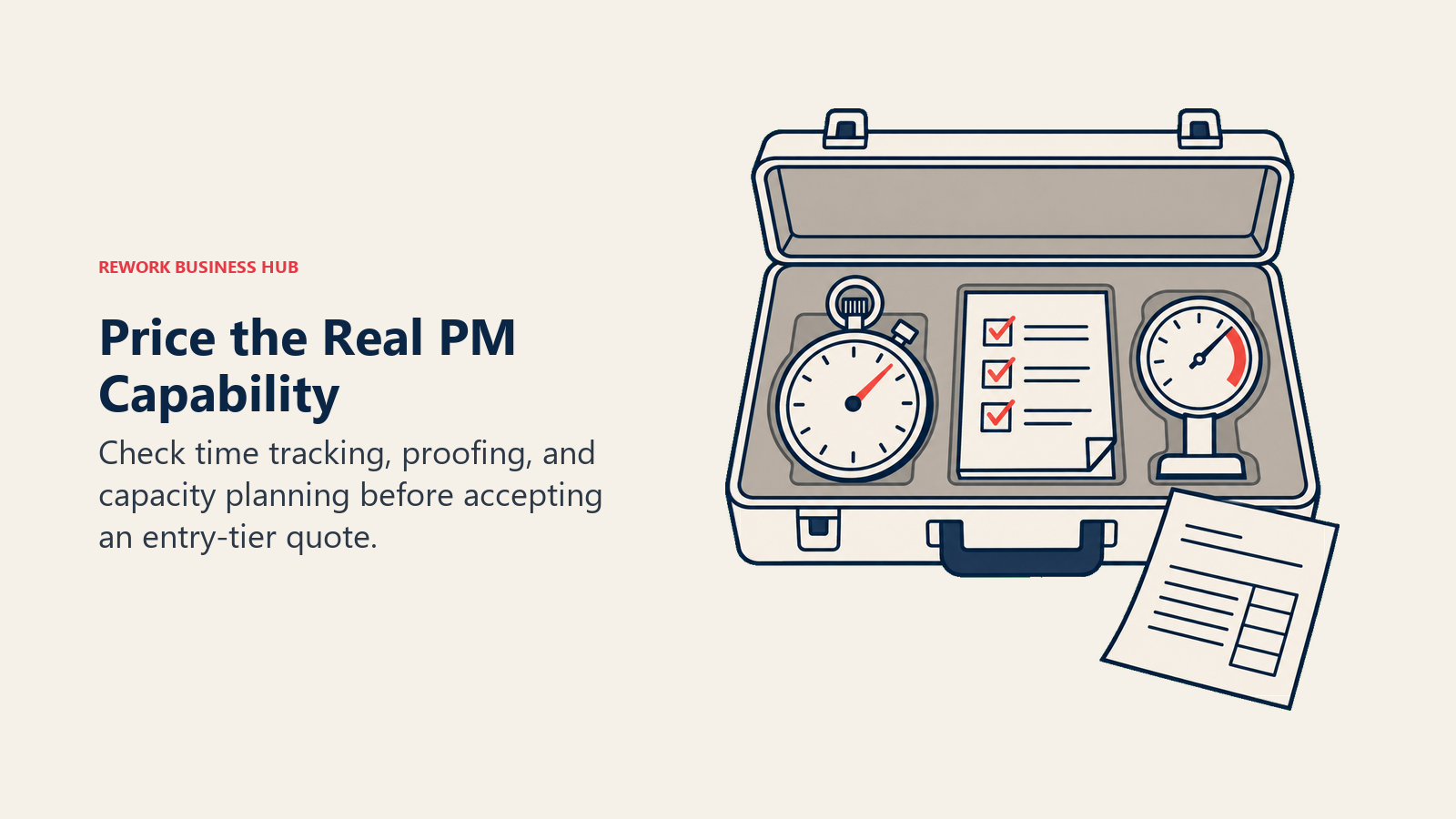 Time tracking, proofing checklist and capacity gauge as capabilities to price before buying