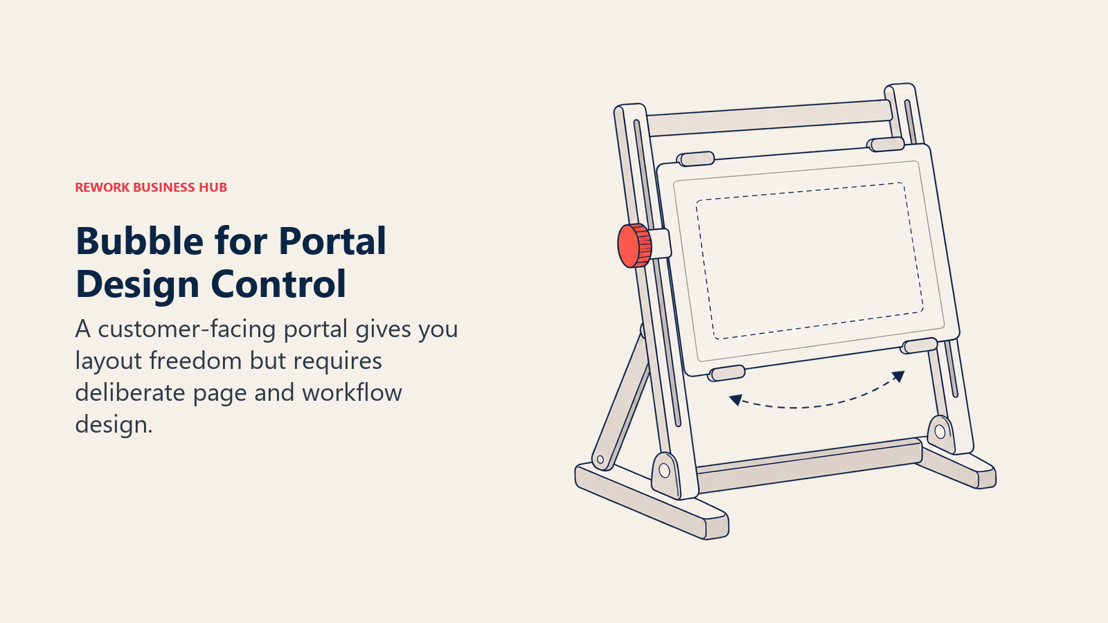 Bubble for Portal Design Control illustrated by design stand showing a customer-facing portal gives you layout freedom but requires deliberate page and workflow design.