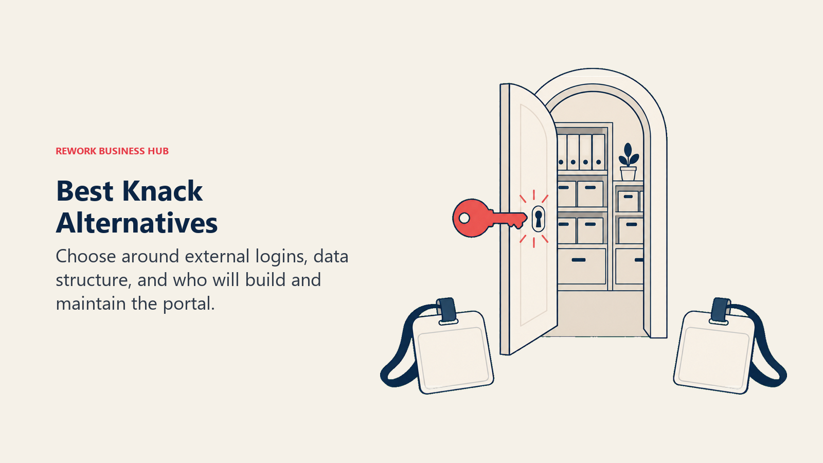 Best Knack Alternatives illustrated by portal showing choose around external logins, data structure, and who will build and maintain the portal.